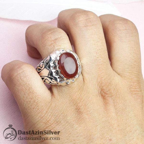 انگشتر عقیق یمنی سرخ درجه یک