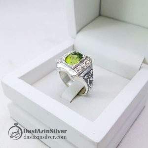 انگشتر نقره زبرجد دور قلم دست ساز طرح ایلیا