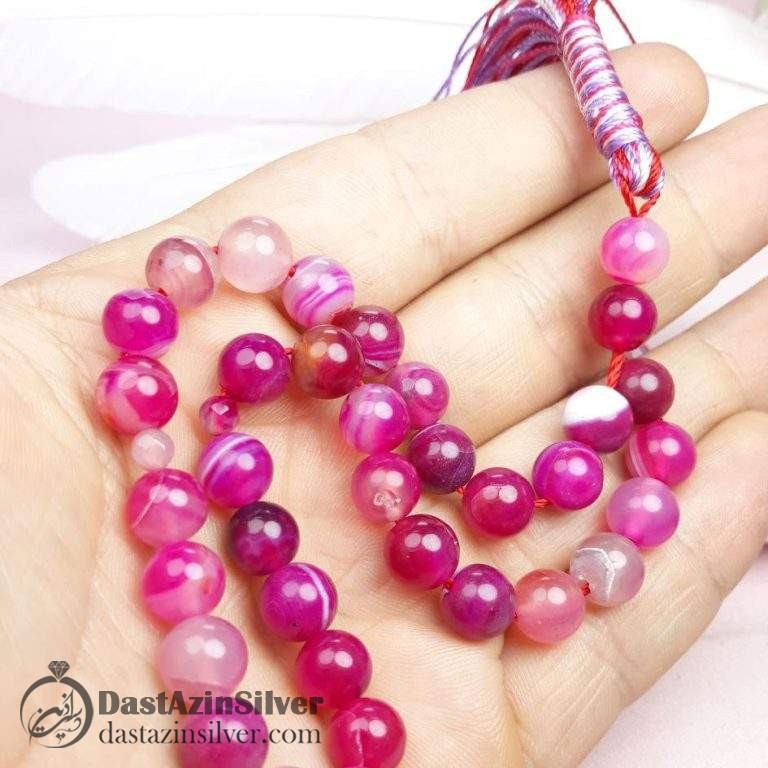 تسبیح ۳۳ دانه عقیق رنگی طرح نور