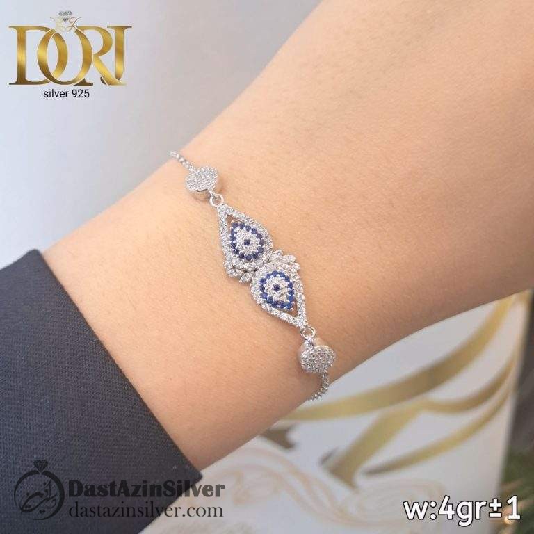 دستبند نقره زنانه طرح جانان