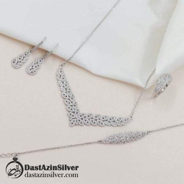 سرویس نقره زنانه ظریف میکرو زنجیری کد da319