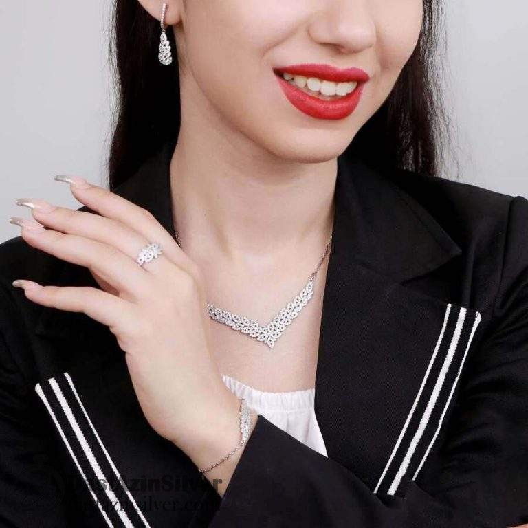 سرویس نقره زنانه ظریف میکرو زنجیری کد da318
