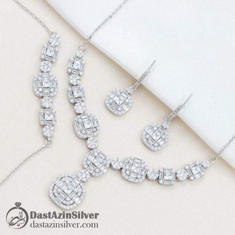 سرویس نقره امرالدکات میکرو زنجیری زنانه کد da331 (برند GTA)