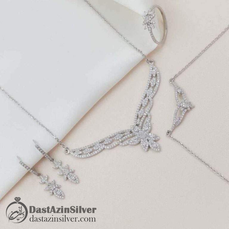 سرویس نقره زنجیری ظریف میکرو زنانه کد da320