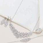 سرویس نقره طرح گل میکرو زنجیری زنانه کد da322