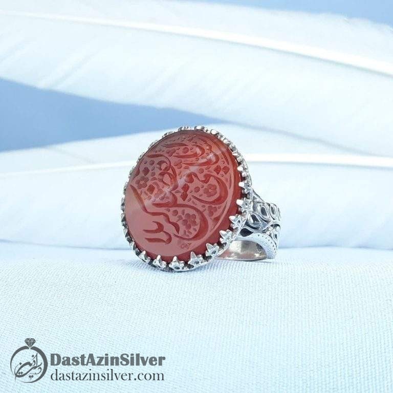 انگشتر نقره عقیق سرخ خطی یا ساقی کربلا ابوالفضل(س)